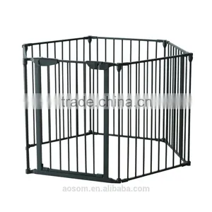 Pawhut Black Portable Dog Puppy Cage 6 Panel Pet Playpen thumbnail-3