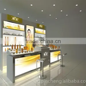 Elegant Wooden Cosmetic Store Wall Display Shelf and Showcase for Sale thumbnail-5