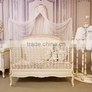 Victoria Style Carved Wooden Uphostered Bed, Ornate Design Children Bedroom Furniture Set, Child/Kid's Bed Set thumbnail-2