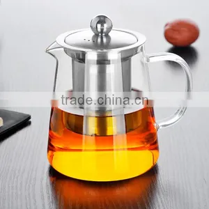 Hand Blown Glass Teapot Stainless Steel Infuser & Glass Lid Teapot Kettle Coffee thumbnail-1