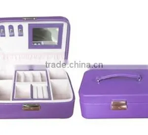Small Faux Leather Travel Jewelry Box Organizer Display Storage Case for Rings Earrings Necklace (Purple) thumbnail-1