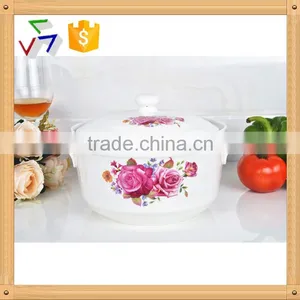 8" Ceramic Saucepot With Ceramic Lid thumbnail-1