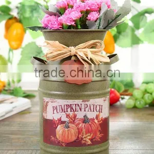 Mini Milk Bucket Style Flower Pot Country Side Metal Flower Planter thumbnail-3