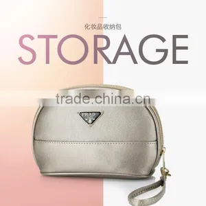 PU Leather Portable Bag Cosmetic Bag Large Capacity Wash Trumpet Storage Bag thumbnail-1
