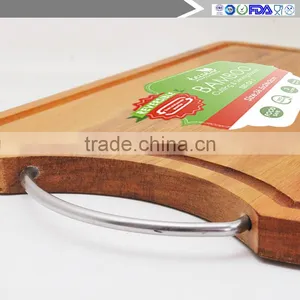 Light and Small Stainless Steel Hand Acacia Wood Chopping Block, Cutting Board thumbnail-2