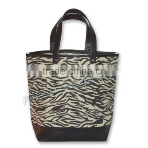 Zebra Print Bag With Leather Trimmed Handle thumbnail-1