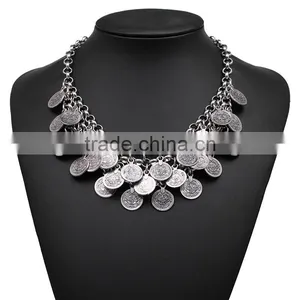 Classic Coin Pendant Silver Color Necklace Jewelry for Unisex Adults thumbnail-1