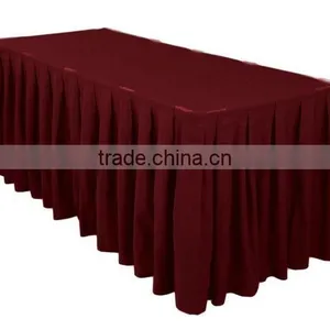 21ft Accordion Pleat Polyester Table Skirt Burgundy thumbnail-1