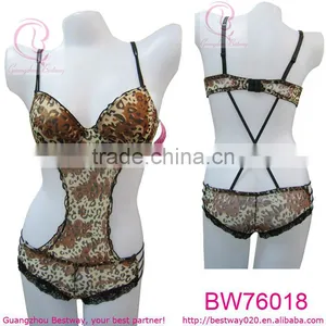 Sexy Charm Leopard Camouflage Corset Lingerie With Lace thumbnail-1