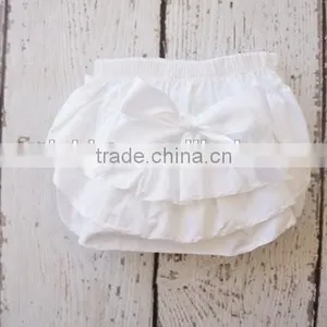 New Arrivlal American Hot Girl Picture Baby Girls Bloomers Plain White 3 Layers Diaper Cover With Bow Wholesale thumbnail-1