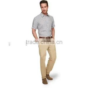 2015 LINEN SHORT SLEEVED SHIRT Check Classic Collar Business Men Shirts thumbnail-1