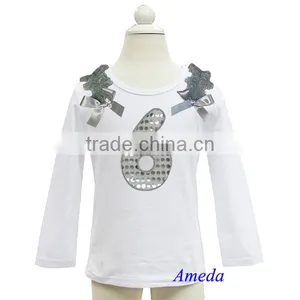 Girls Bling Silver 1st - 6th Birthday White Long Sleeves Tee thumbnail-6