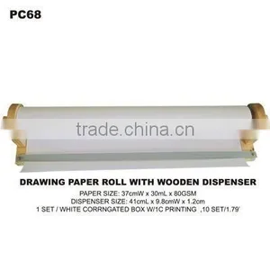 (PC68) DRAWING PAPER ROLL WITH WOODEN DISPENSER MEMO MESSAGE PAINT thumbnail-1