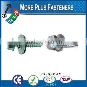 Taiwan #12-14 x 2" Hex - Unslotted Hex Washer Head Epoxy #3 410 Stainless Steel Bonded Sealing Washer Self-Drilling Screw thumbnail-6