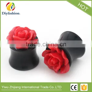 Hot Sell Colorful Rose Flower Acrylic Ear Plug Body Piercing thumbnail-4