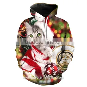 Christmas Cat Bell Ball 3D Pinted Hoodies/blue n g Unisex 3D Printed Sweatshirt Hoodies/hot Sell Christmas 3D Hoodies thumbnail-1