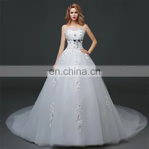 HS1628 Made in China 2017 Strapless Bling Princess Puffy Prom Ball Gown Wedding Dress thumbnail-1