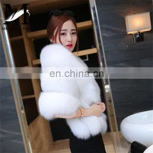 2016 Fashion Luxury Bride Lady Winter Shawl / Real White Fox Fur Shawl thumbnail-2