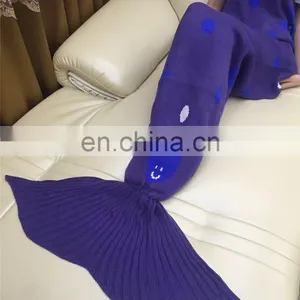 Funny Pattern Mermaid Tail Blanket Crocheted Knitting Wool For Adult Kid Sofa Bed Sleeping Bag thumbnail-3