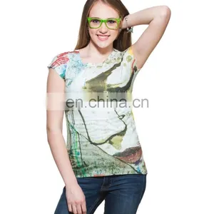 2015 Factory Direct Price Wholesale The Thinking Girl Print White T-shirt thumbnail-4