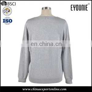 2016 Comfortable V-Neck Casual Cotton Soft Knit Womens Sweaters Mix Metal Yarn Ladies Garment thumbnail-6