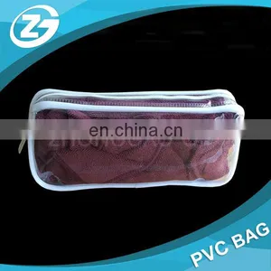 Wholesale Toilet Towel Packaging Custom Clear Plastic PVC Travel Cosmetic Bag With Zipper thumbnail-1