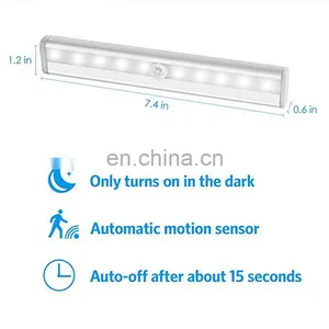 10 LED Motion Sensing Closet Lights, DIY Stick-on Anywhere Portable 10-LED Wireless Cabinet Night/Stairs Light Bar With Magnetic thumbnail-4