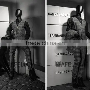 Abstract Fiberglass Black Adjustable Movable Male Mannequins Egg Head Mannequin for Window Display MZ-HM01BKEG thumbnail-1