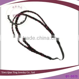 Custom Red and Black Two Braided Elastic Hair Extensions Headbands thumbnail-1