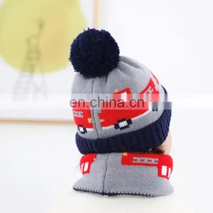 6 Months ~ 3 Years Old Winter Baby Hat For Girls And Boys Scarf Suit Warm Soft Children Pom Hat Knitted Skullies Baby Beanie Ha thumbnail-2
