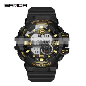 SANDA 387 Latest Waterproof Silicone Bracelet Sport Wrist Watches Digital Military Watch thumbnail-4