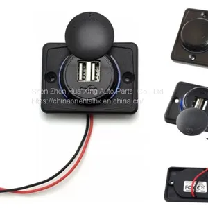 DC 12V 24V Panel Mount Dual 3.1A Train Tram Marine Boat Car Bus Seat USB Charging Port Bus USB Charger thumbnail-2