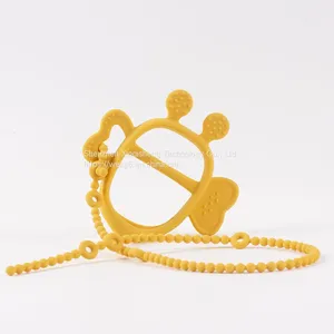 Factory Price BPA Free Rodents Teething Chewable Silicone Necklace Cartoon Bee Baby Toys Teether thumbnail-3