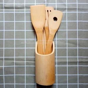 Original Manufacturer China Twinkle Bamboo Spatula Set With Holder Kitchenware thumbnail-1