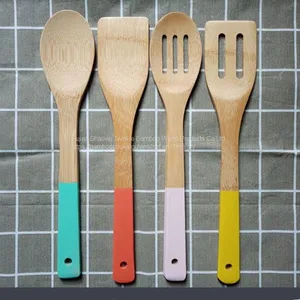 Bamboo Cooking Utensil Set With Colorful Handle Wholesale From China thumbnail-1