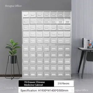 16 Drawer Stainless Steel Herb Cabinet | 48 Herbs, 3 Compartments Per Drawer for Clinic Storage thumbnail-2