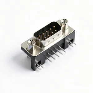 HARTING 09681637813 9 Position D-Sub Male Plug Right Angle Through Hole PCB Connector With Gold Plated Contacts and 4-40 Screw Lock thumbnail-2