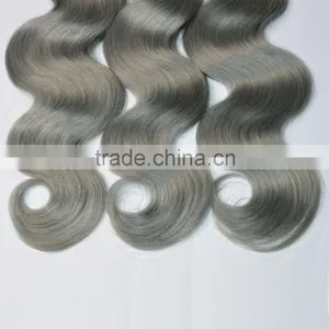 Body Wave Ombre Color Hair, Two Tone Silver Hair Extensions Grey Bulk Remy Hair in Stock thumbnail-2