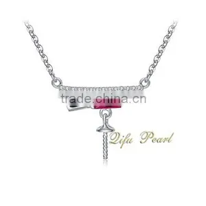 2015 Fashion Pearl Necklace 14Carat White Gold Freshwater Pearl Necklace Jewelry Wholesale Necklace Mounting thumbnail-2