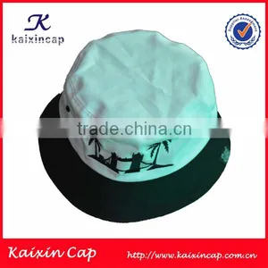 Custom White Mix Black Fabric Bucket Hats thumbnail-1