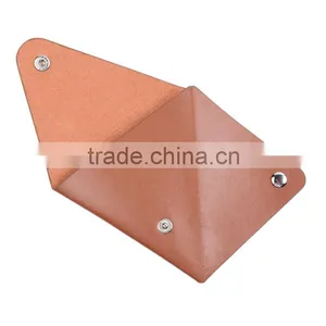 Brown Mini Leather Coin Purse Wallet With Triangle Shape for Laldies thumbnail-5