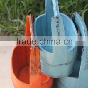 Chinese Antique Wooden Painted Basket thumbnail-4