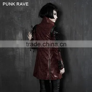 Y-349 Red Gothic Punk Rave Studded Special Hot Punk Leather Jacket thumbnail-3