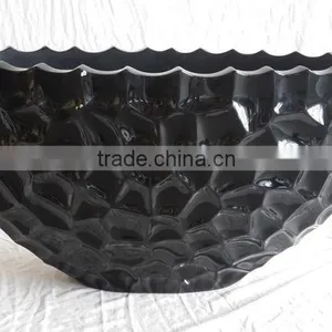 Luxury Decorative Lacquerware Vase, Carved Design in Black Lacquerware Small Size thumbnail-1