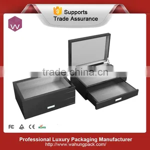 Empty Inside Black Glossy Painting Chocolate Box With Two Floors thumbnail-1