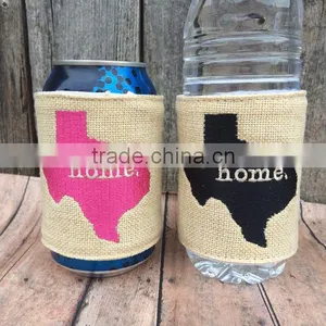 Personalized Monogrammed Burlap Coozie thumbnail-2