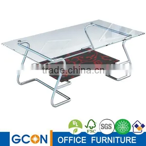 Cheap Hot Sale New Design Steel Leg Glass Coffee Table thumbnail-1