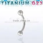 Titanium G23 Banana Eyebrow Ring (16g) With 3mm Balls thumbnail-1