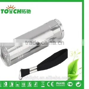 Colorful Mini 9 Leds Flashlight Waterproof Mini Torch Flashlight for 3*AAA Battery Led Aluminum Flahslight for Camping thumbnail-5