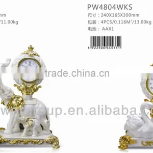 Pottery and Porcelain Table Clock Elephants and Goose With Snow White Color thumbnail-1